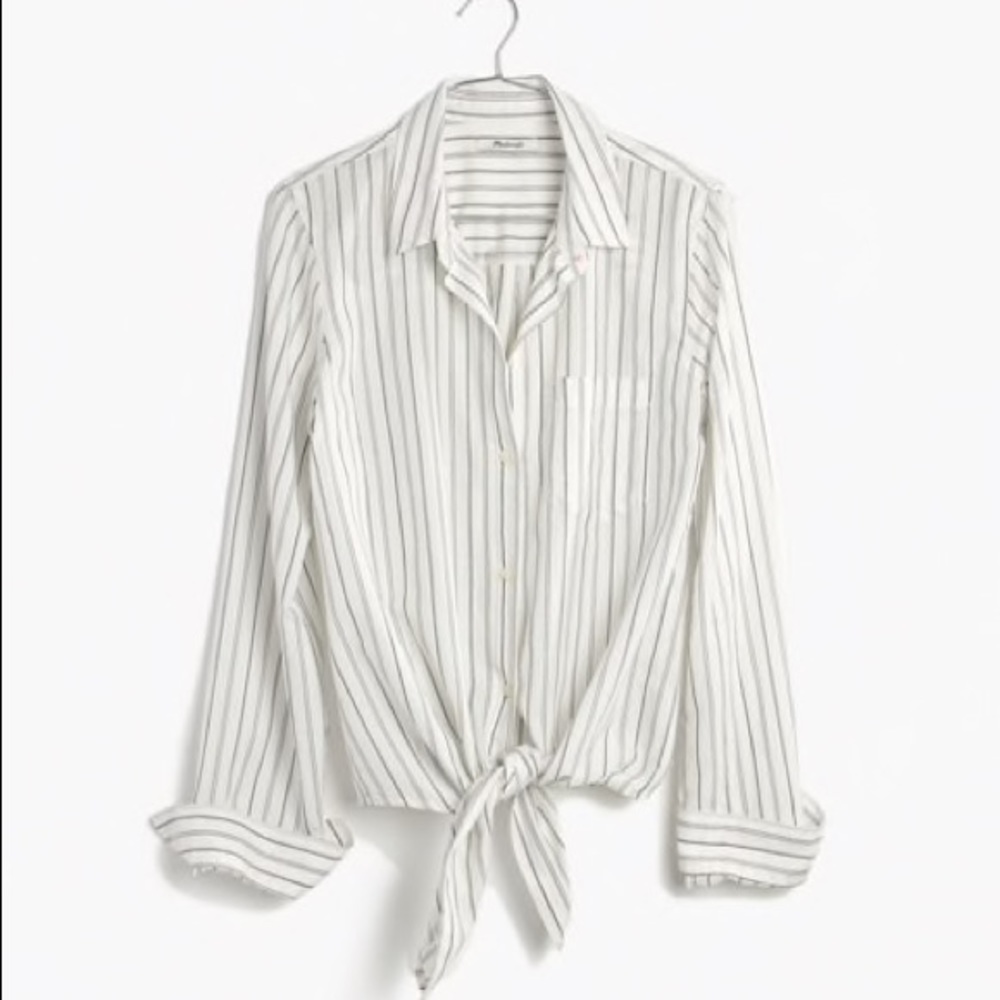 Madewell Tie Front Button Down in Darcy Stripe
